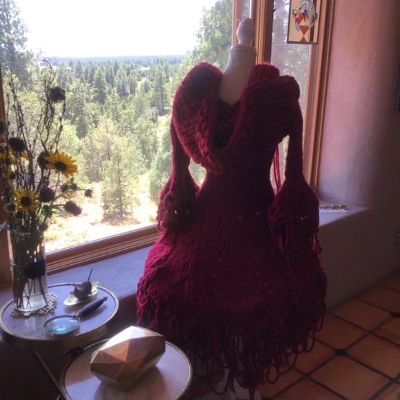 One of a Kind Hand Knit 🧶 Red Ridinghood Dress - Picture 9 of 10